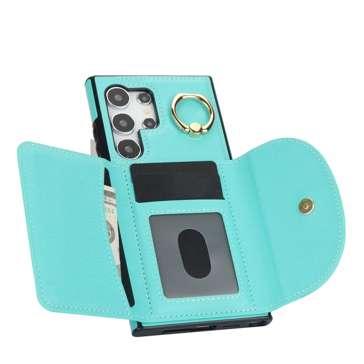 For Samsung Galaxy S24 Ultra 5G YM007 Ring Holder Card Bag Skin Feel Phone Case(Green) - HoMEdemic™ 