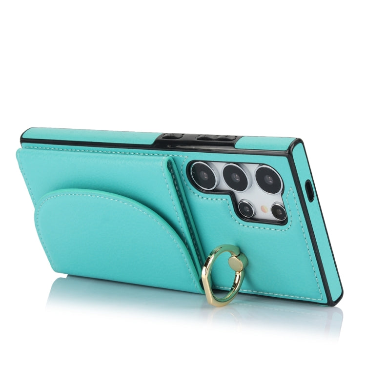 For Samsung Galaxy S24 Ultra 5G YM007 Ring Holder Card Bag Skin Feel Phone Case(Green) - HoMEdemic™ 