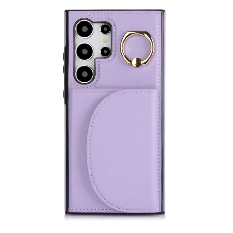For Samsung Galaxy S24 Ultra 5G YM007 Ring Holder Card Bag Skin Feel Phone Case(Purple) - HoMEdemic™ 