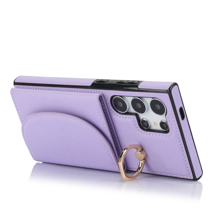For Samsung Galaxy S24 Ultra 5G YM007 Ring Holder Card Bag Skin Feel Phone Case(Purple) - HoMEdemic™ 