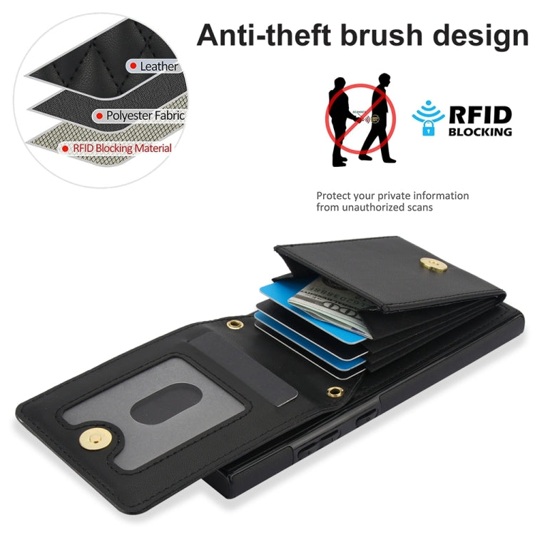 For Samsung Galaxy S24 Ultra 5G YM015 Crossbody Rhombic Card Bag RFID Phone Case(Black) - HoMEdemic™ 