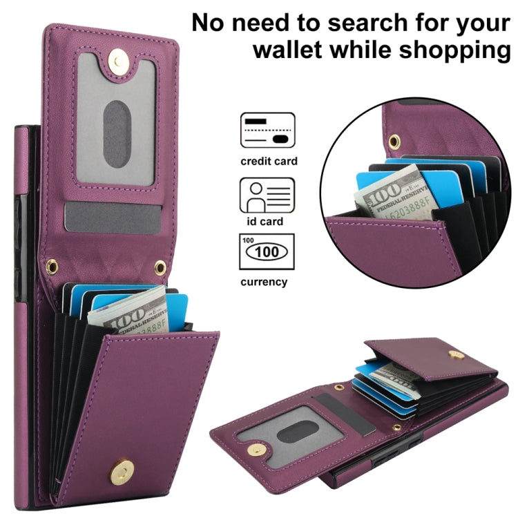 For Samsung Galaxy S24 Ultra 5G YM015 Crossbody Rhombic Card Bag RFID Phone Case(Dark Purple) - HoMEdemic™ 