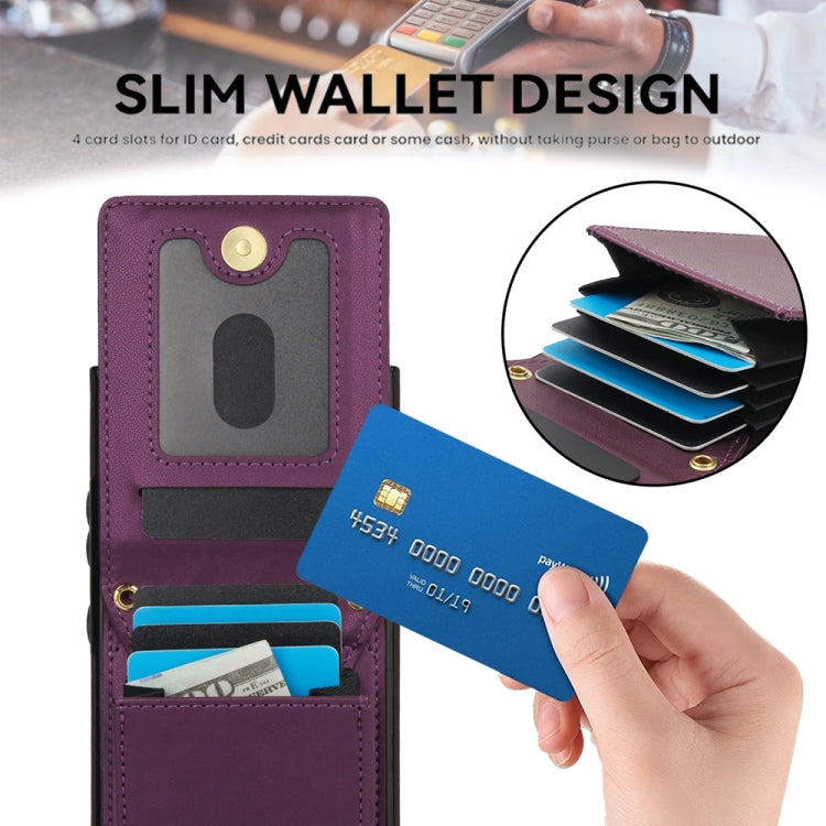 For Samsung Galaxy S24 Ultra 5G YM015 Crossbody Rhombic Card Bag RFID Phone Case(Dark Purple) - HoMEdemic™ 