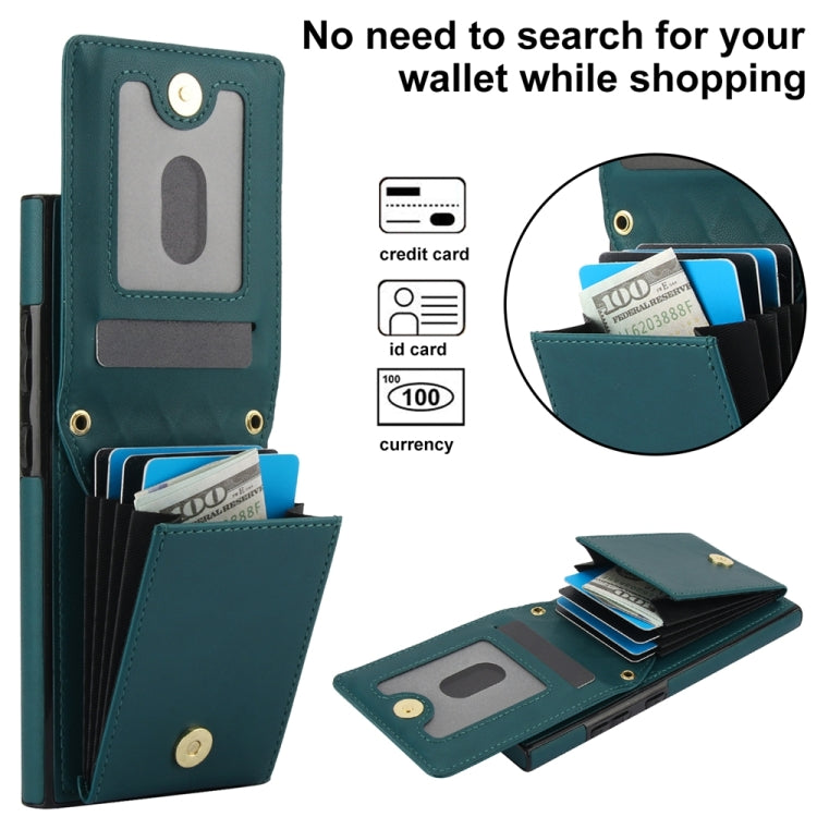 For Samsung Galaxy S24 Ultra 5G YM015 Crossbody Rhombic Card Bag RFID Phone Case(Green) - HoMEdemic™ 