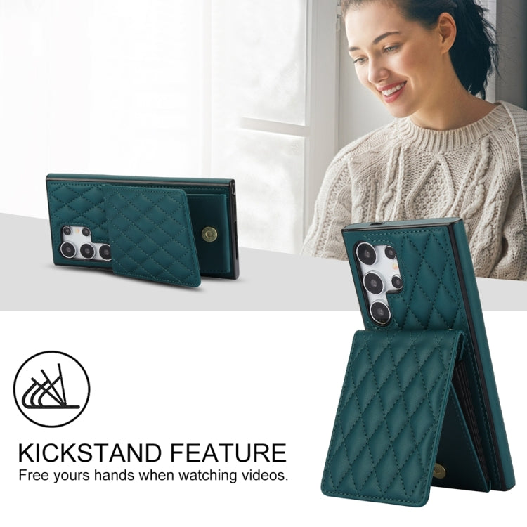 For Samsung Galaxy S24 Ultra 5G YM015 Crossbody Rhombic Card Bag RFID Phone Case(Green) - HoMEdemic™ 