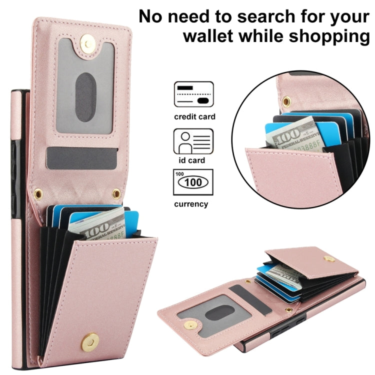 For Samsung Galaxy S24 Ultra 5G YM015 Crossbody Rhombic Card Bag RFID Phone Case(Rose Gold) - HoMEdemic™ 