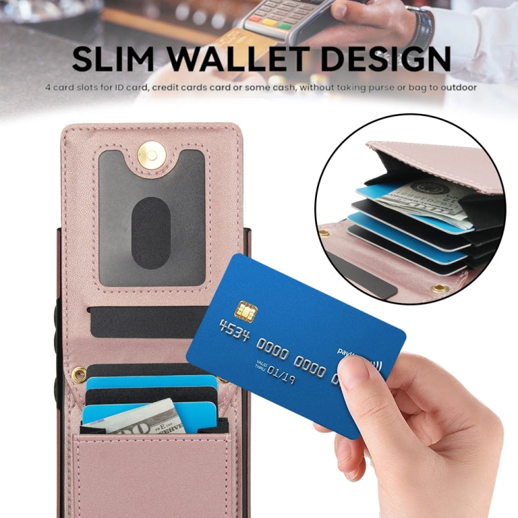 For Samsung Galaxy S24 Ultra 5G YM015 Crossbody Rhombic Card Bag RFID Phone Case(Rose Gold) - HoMEdemic™ 