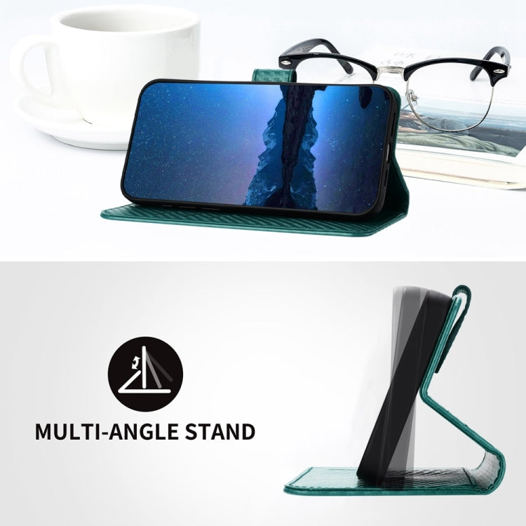 For Samsung Galaxy S24 Ultra 5G YX0070 Carbon Fiber Buckle Leather Phone Case with Lanyard(Dark Green) - HoMEdemic™ 