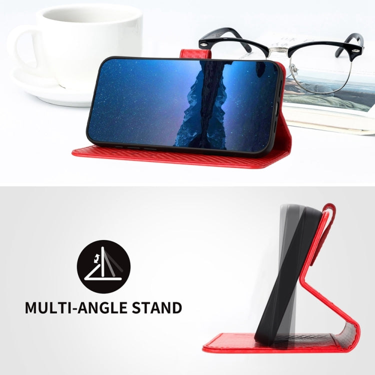 For Samsung Galaxy S24 Ultra 5G YX0070 Carbon Fiber Buckle Leather Phone Case with Lanyard(Red) - HoMEdemic™ 