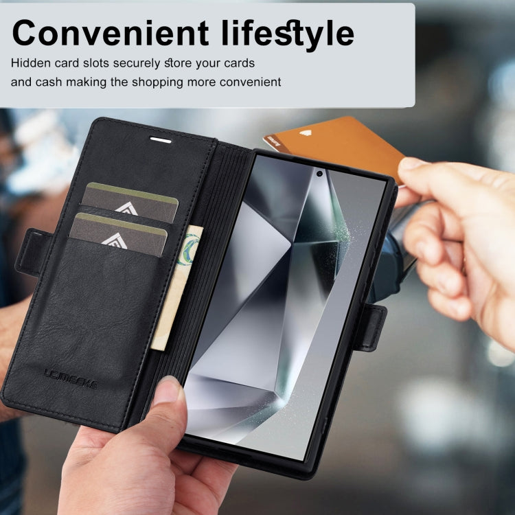 For Samsung Galaxy S24 Ultra LC.IMEEKE RFID Anti-theft Leather Phone Case(Black) - HoMEdemic™ 