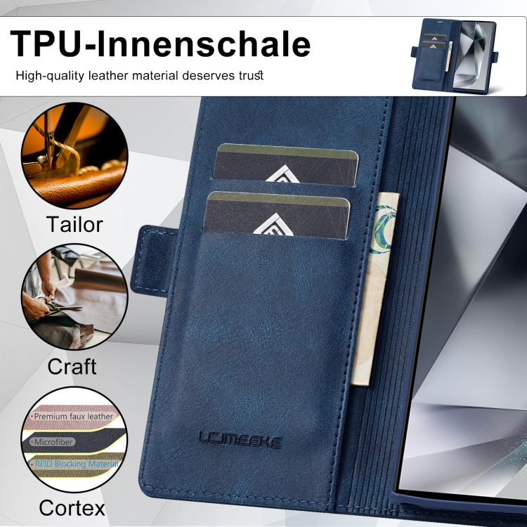 For Samsung Galaxy S24 Ultra LC.IMEEKE RFID Anti-theft Leather Phone Case(Blue) - HoMEdemic™ 