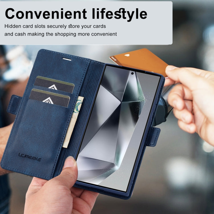 For Samsung Galaxy S24 Ultra LC.IMEEKE RFID Anti-theft Leather Phone Case(Blue) - HoMEdemic™ 