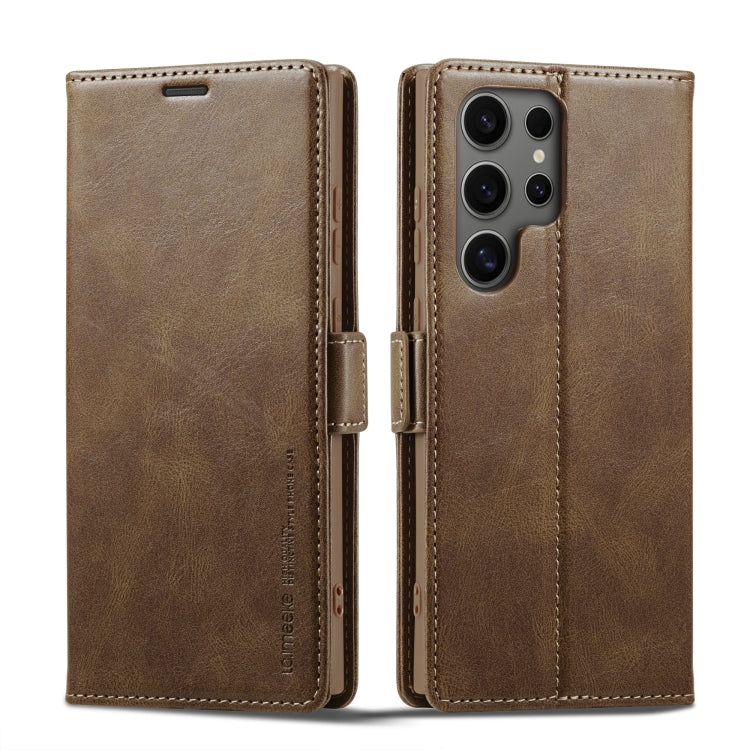 For Samsung Galaxy S24 Ultra LC.IMEEKE RFID Anti-theft Leather Phone Case(Brown) - HoMEdemic™ 