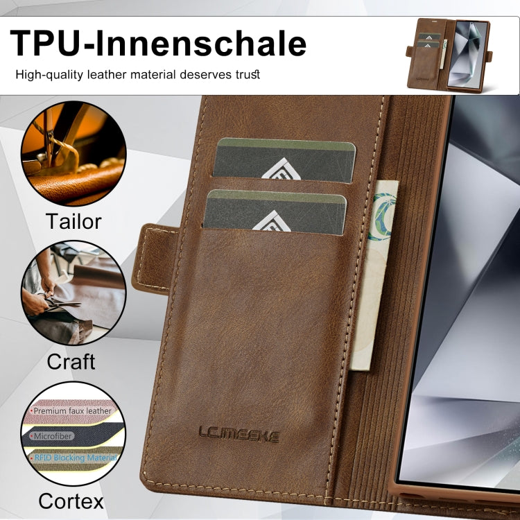 For Samsung Galaxy S24 Ultra LC.IMEEKE RFID Anti-theft Leather Phone Case(Brown) - HoMEdemic™ 
