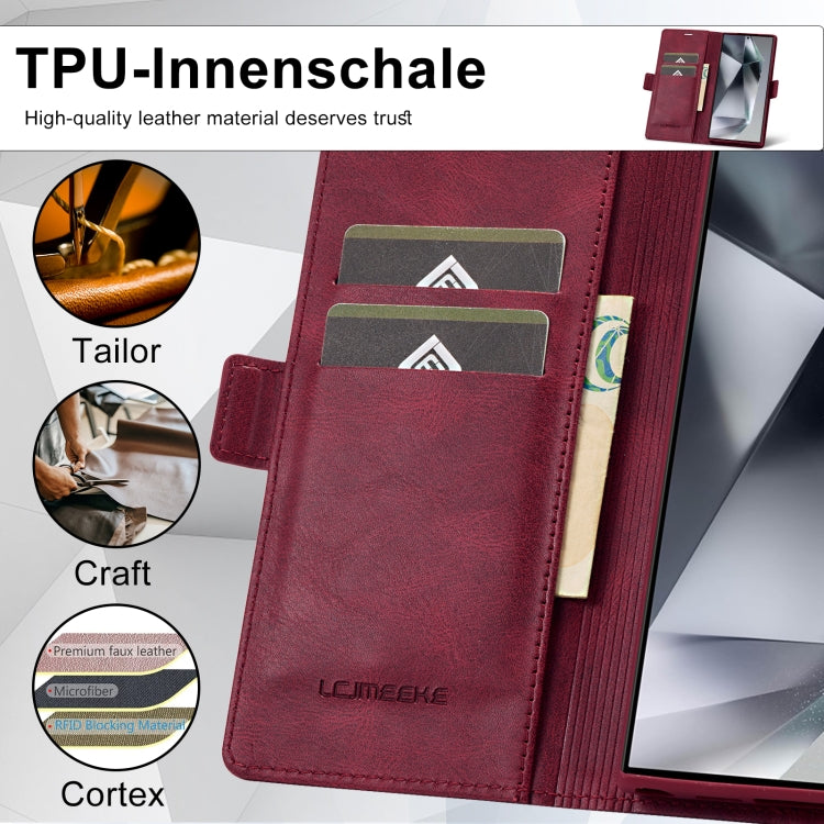 For Samsung Galaxy S24 Ultra LC.IMEEKE RFID Anti-theft Leather Phone Case(Red) - HoMEdemic™ 