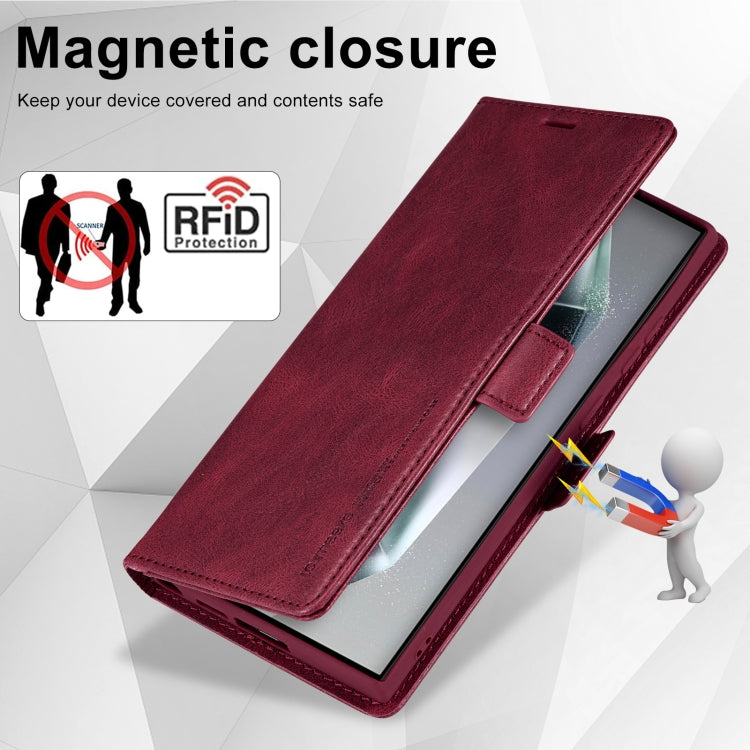 For Samsung Galaxy S24 Ultra LC.IMEEKE RFID Anti-theft Leather Phone Case(Red) - HoMEdemic™ 