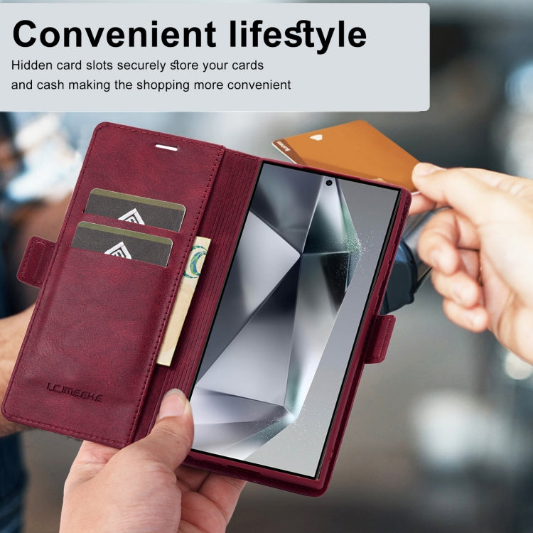 For Samsung Galaxy S24 Ultra LC.IMEEKE RFID Anti-theft Leather Phone Case(Red) - HoMEdemic™ 