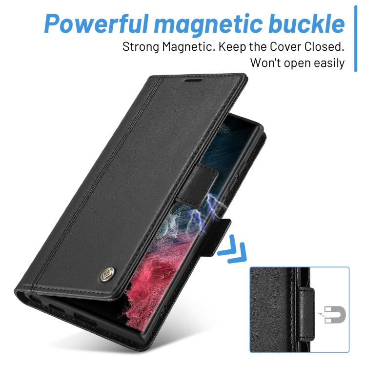 For Samsung Galaxy S24 Ultra LC.IMEEKE Skin-friendly Card Slots Leather Phone Case(Black) - HoMEdemic™ 