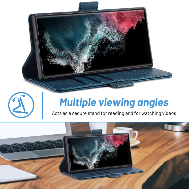 For Samsung Galaxy S24 Ultra LC.IMEEKE Skin-friendly Card Slots Leather Phone Case(Blue) - HoMEdemic™ 