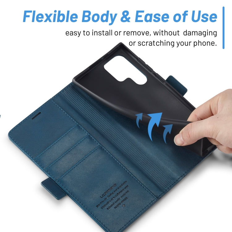 For Samsung Galaxy S24 Ultra LC.IMEEKE Skin-friendly Card Slots Leather Phone Case(Blue) - HoMEdemic™ 