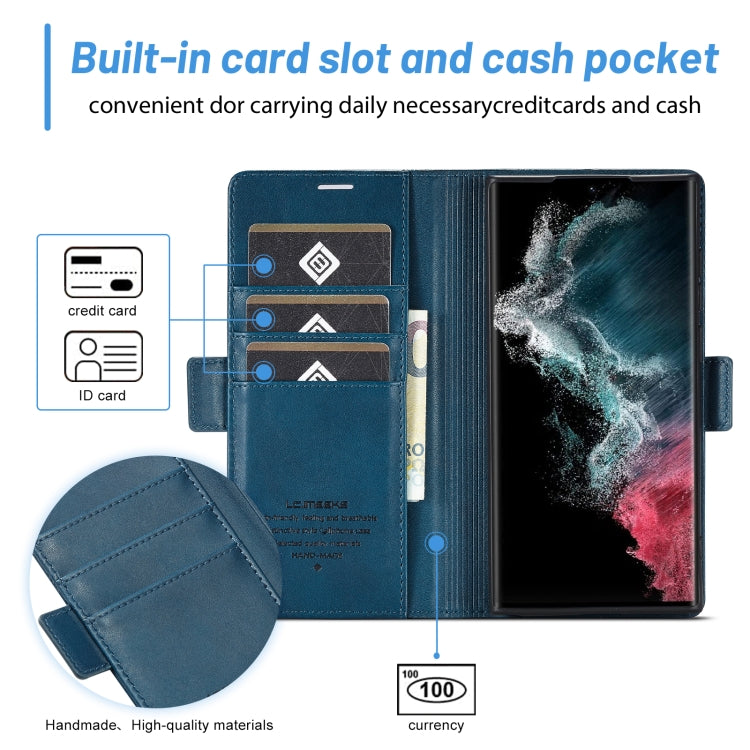 For Samsung Galaxy S24 Ultra LC.IMEEKE Skin-friendly Card Slots Leather Phone Case(Blue) - HoMEdemic™ 