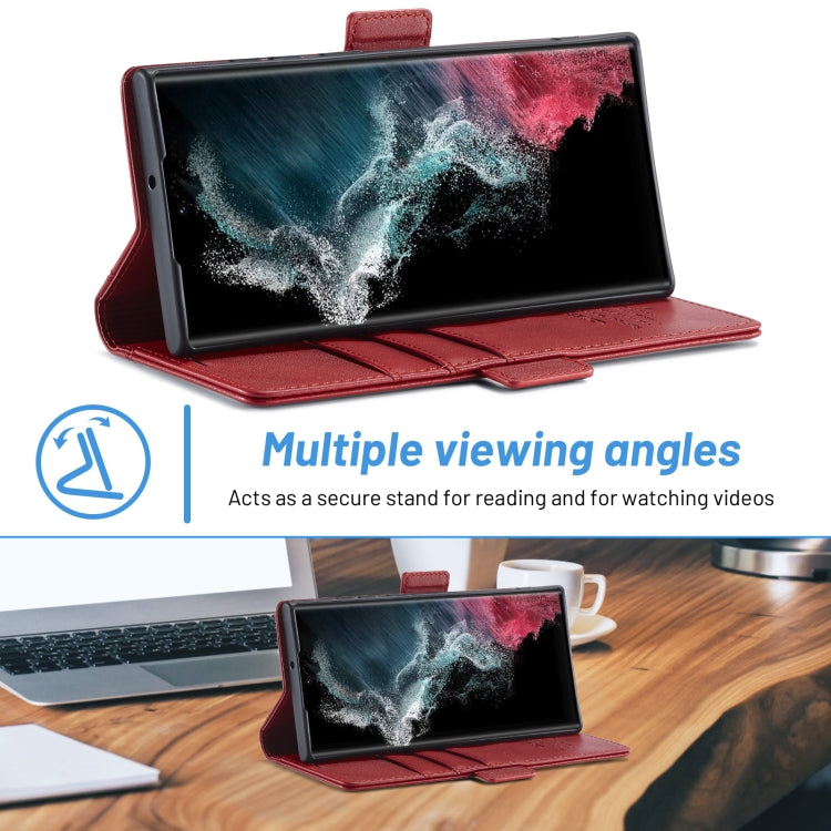 For Samsung Galaxy S24 Ultra LC.IMEEKE Skin-friendly Card Slots Leather Phone Case(Red) - HoMEdemic™ 