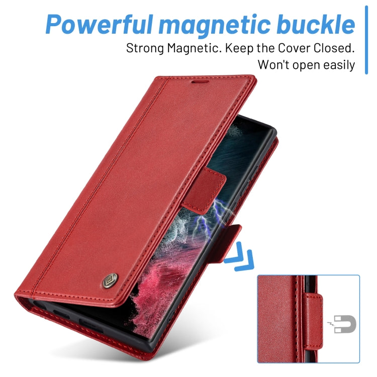 For Samsung Galaxy S24 Ultra LC.IMEEKE Skin-friendly Card Slots Leather Phone Case(Red) - HoMEdemic™ 