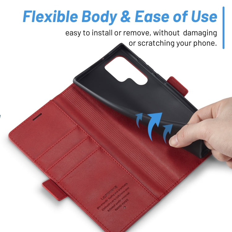 For Samsung Galaxy S24 Ultra LC.IMEEKE Skin-friendly Card Slots Leather Phone Case(Red) - HoMEdemic™ 