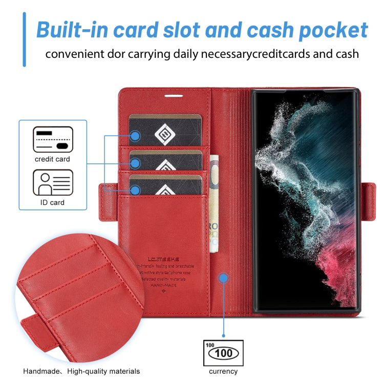 For Samsung Galaxy S24 Ultra LC.IMEEKE Skin-friendly Card Slots Leather Phone Case(Red) - HoMEdemic™ 