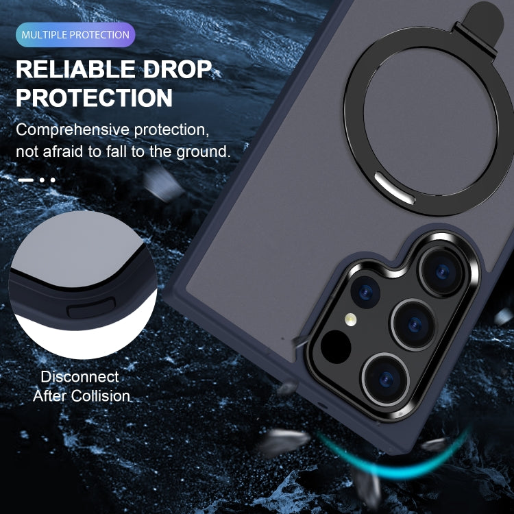 For Samsung Galaxy S24 Ultra MagSafe Holder Skin-feel PC Hybrid TPU Phone Case(Dark Blue) - HoMEdemic™ 