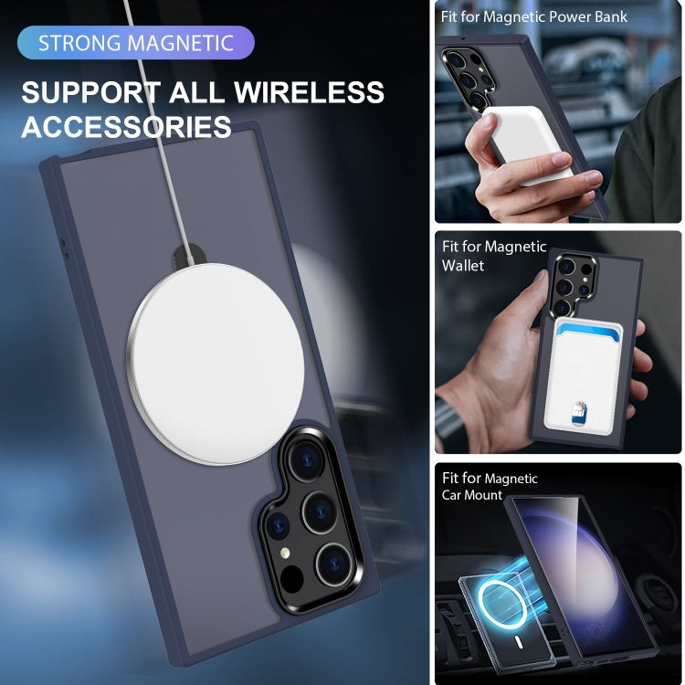 For Samsung Galaxy S24 Ultra MagSafe Holder Skin-feel PC Hybrid TPU Phone Case(Dark Blue) - HoMEdemic™ 