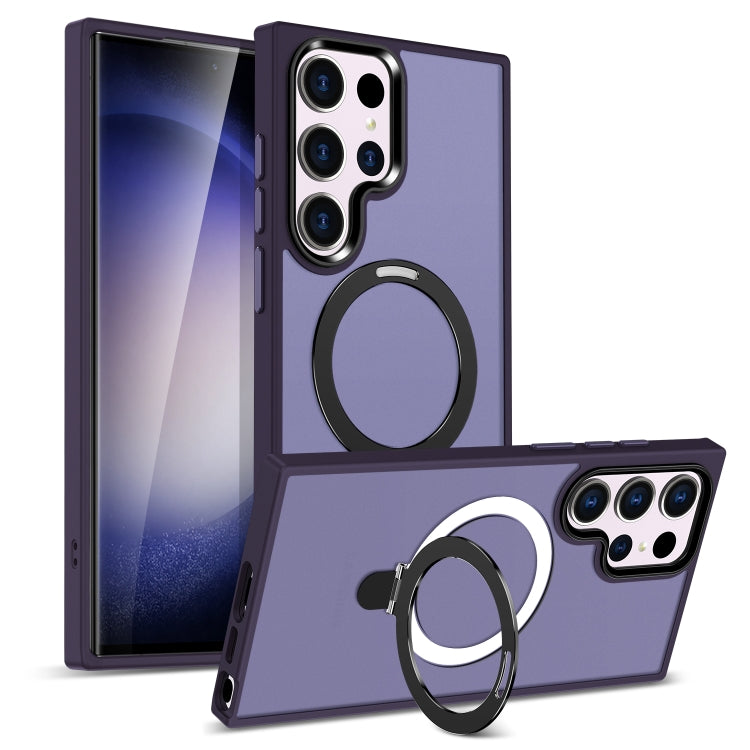 For Samsung Galaxy S24 Ultra MagSafe Holder Skin-feel PC Hybrid TPU Phone Case(Dark Purple) - HoMEdemic™ 
