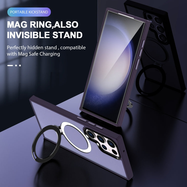 For Samsung Galaxy S24 Ultra MagSafe Holder Skin-feel PC Hybrid TPU Phone Case(Dark Purple) - HoMEdemic™ 