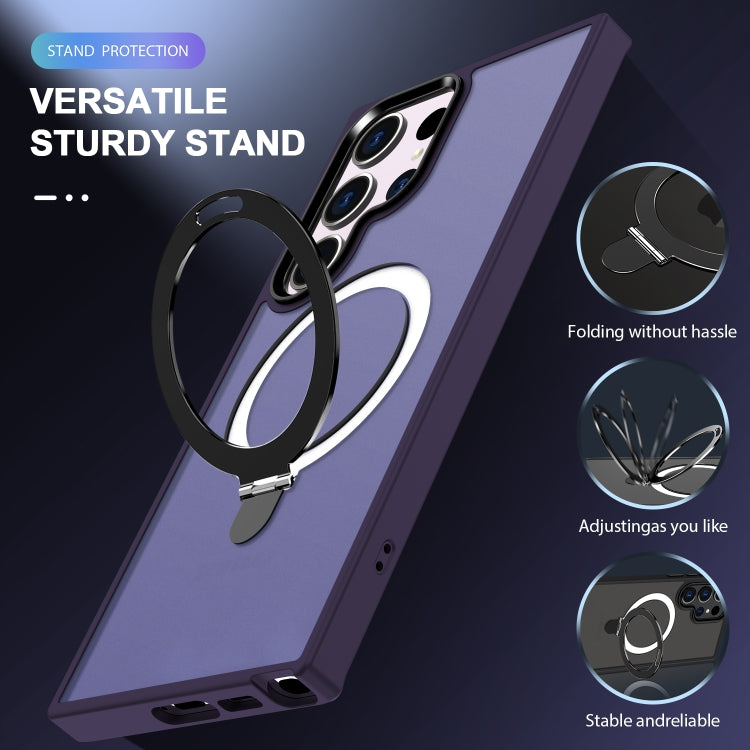 For Samsung Galaxy S24 Ultra MagSafe Holder Skin-feel PC Hybrid TPU Phone Case(Dark Purple) - HoMEdemic™ 