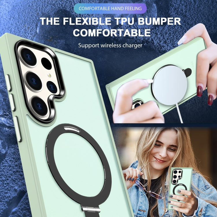 For Samsung Galaxy S24 Ultra MagSafe Holder Skin-feel PC Hybrid TPU Phone Case(Light Green) - HoMEdemic™ 