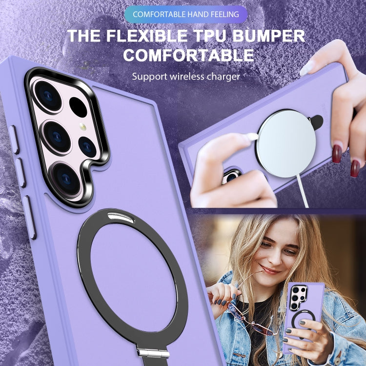For Samsung Galaxy S24 Ultra MagSafe Holder Skin-feel PC Hybrid TPU Phone Case(Light Purple) - HoMEdemic™ 