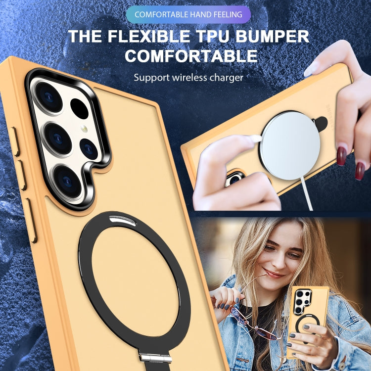 For Samsung Galaxy S24 Ultra MagSafe Holder Skin-feel PC Hybrid TPU Phone Case(Orange) - HoMEdemic™ 