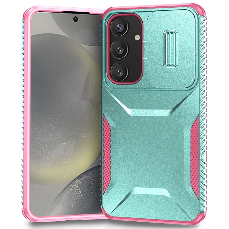 For Samsung Galaxy S25 5G / S24 5G Sliding Camshield Phone Case(Grey Green + Pink) - HoMEdemic™ 