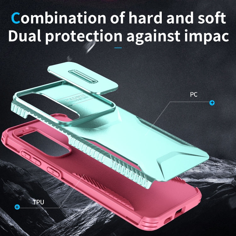 For Samsung Galaxy S25 5G / S24 5G Sliding Camshield Phone Case(Grey Green + Pink) - HoMEdemic™ 