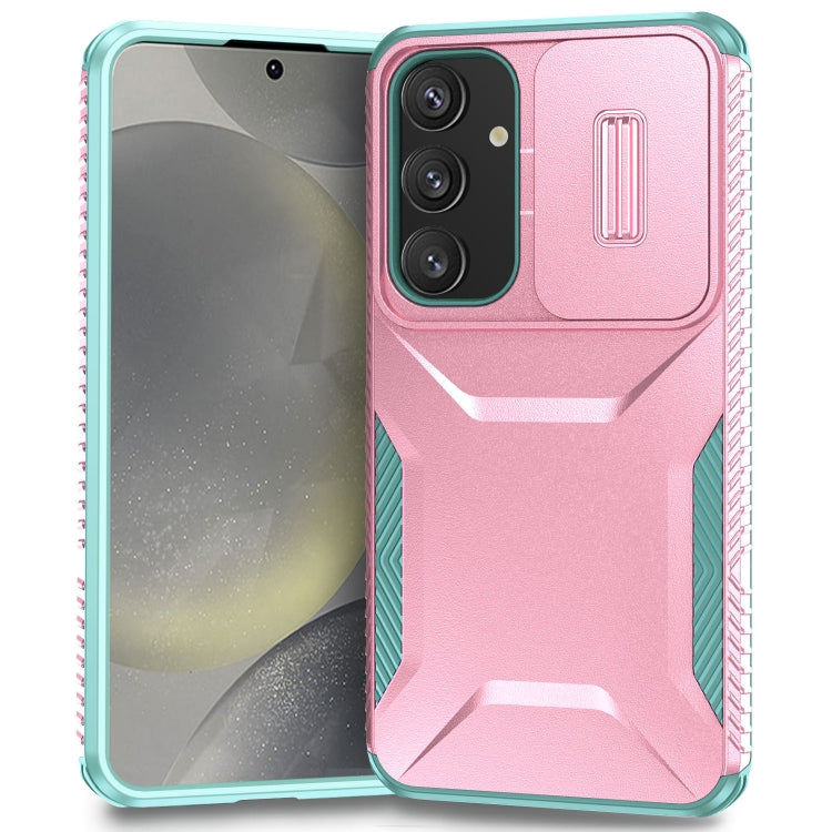 For Samsung Galaxy S25 5G / S24 5G Sliding Camshield Phone Case(Pink + Grey Green) - HoMEdemic™ 