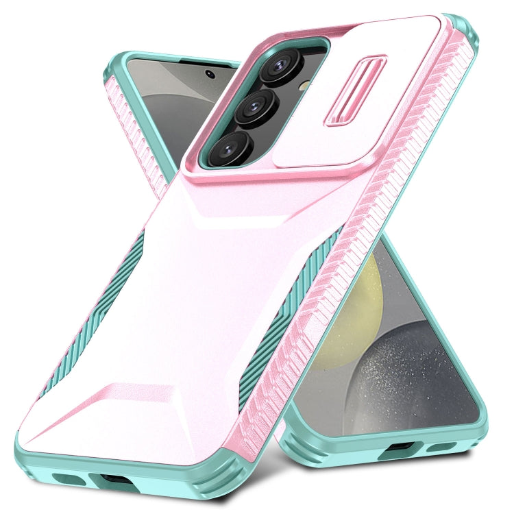 For Samsung Galaxy S25 5G / S24 5G Sliding Camshield Phone Case(Pink + Grey Green) - HoMEdemic™ 