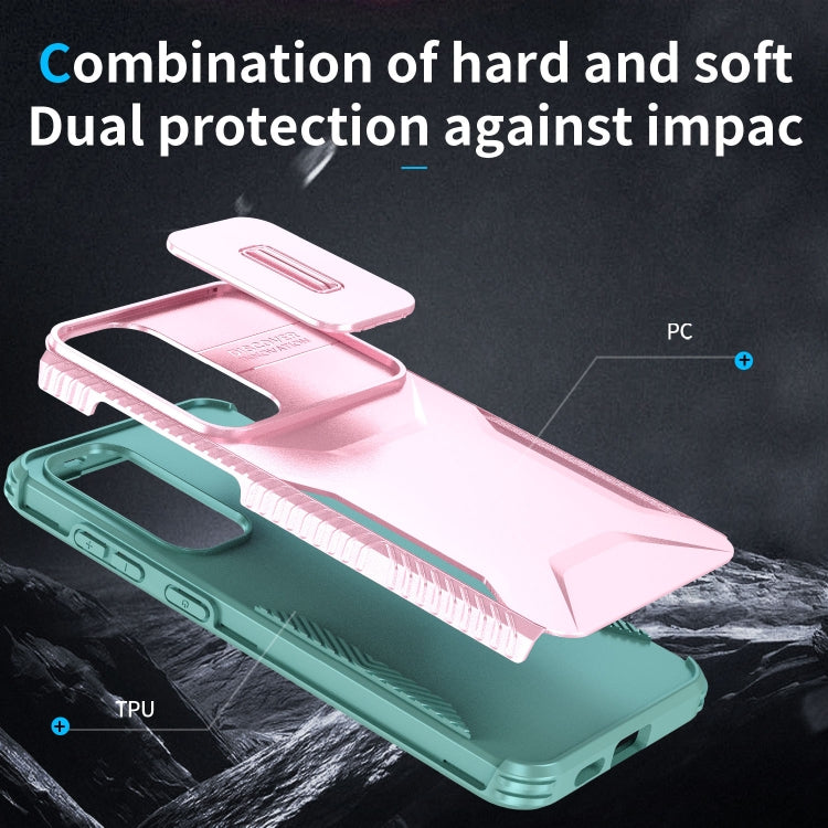 For Samsung Galaxy S25 5G / S24 5G Sliding Camshield Phone Case(Pink + Grey Green) - HoMEdemic™ 