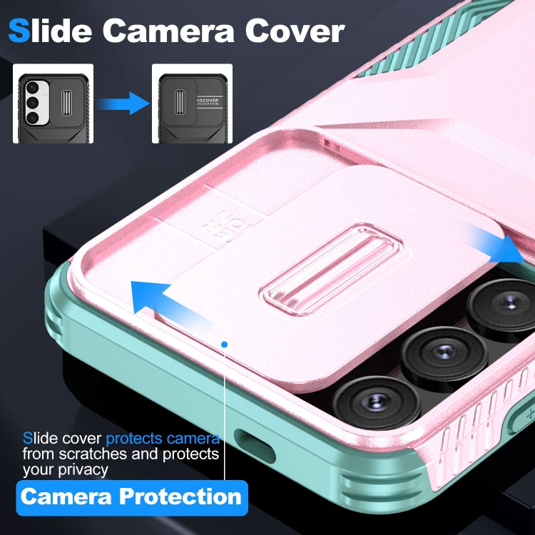 For Samsung Galaxy S25 5G / S24 5G Sliding Camshield Phone Case(Pink + Grey Green) - HoMEdemic™ 