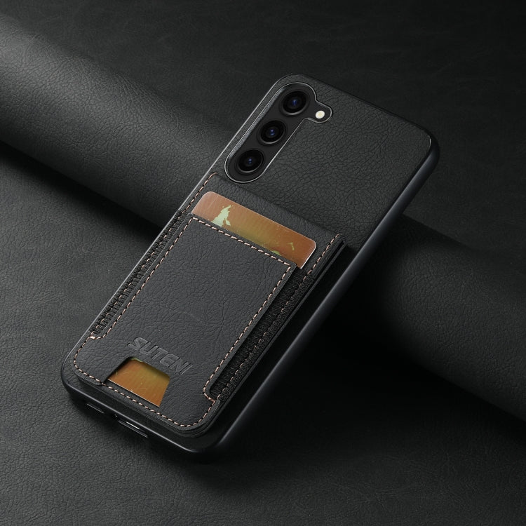 For Samsuny Galaxy S23+ 5G Suteni H03 Litchi Leather Card Bag Stand Back Phone Case(Black) - HoMEdemic™ 