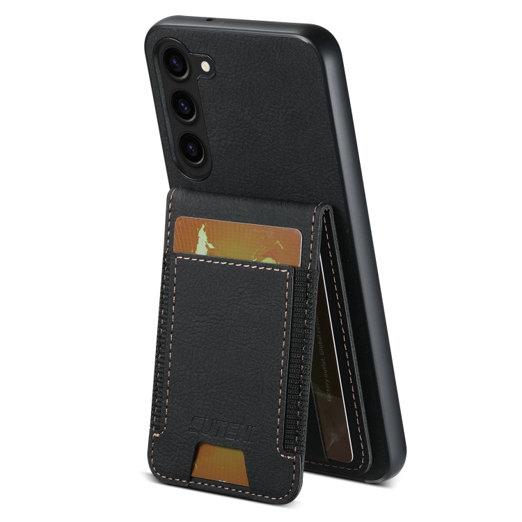 For Samsuny Galaxy S23+ 5G Suteni H03 Litchi Leather Card Bag Stand Back Phone Case(Black) - HoMEdemic™ 