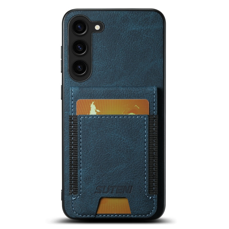 For Samsuny Galaxy S23+ 5G Suteni H03 Litchi Leather Card Bag Stand Back Phone Case(Blue) - HoMEdemic™ 