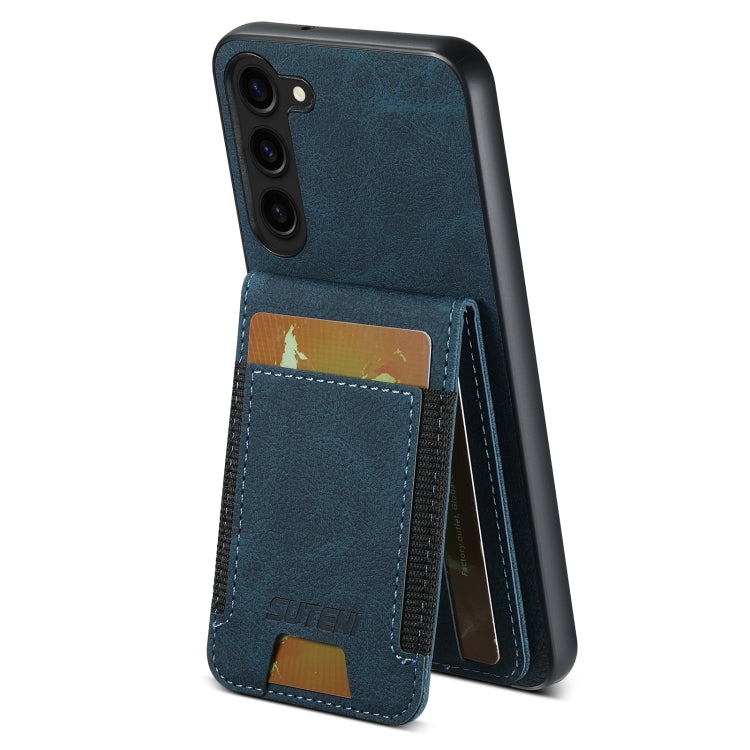 For Samsuny Galaxy S23+ 5G Suteni H03 Litchi Leather Card Bag Stand Back Phone Case(Blue) - HoMEdemic™ 