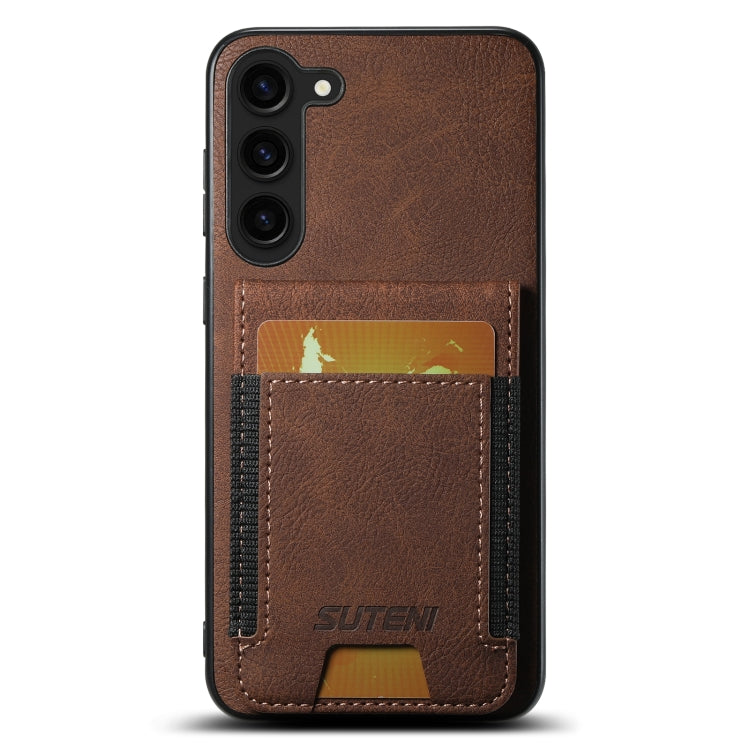 For Samsuny Galaxy S23+ 5G Suteni H03 Litchi Leather Card Bag Stand Back Phone Case(Brown) - HoMEdemic™ 