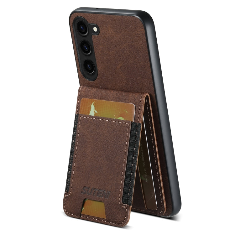 For Samsuny Galaxy S23+ 5G Suteni H03 Litchi Leather Card Bag Stand Back Phone Case(Brown) - HoMEdemic™ 