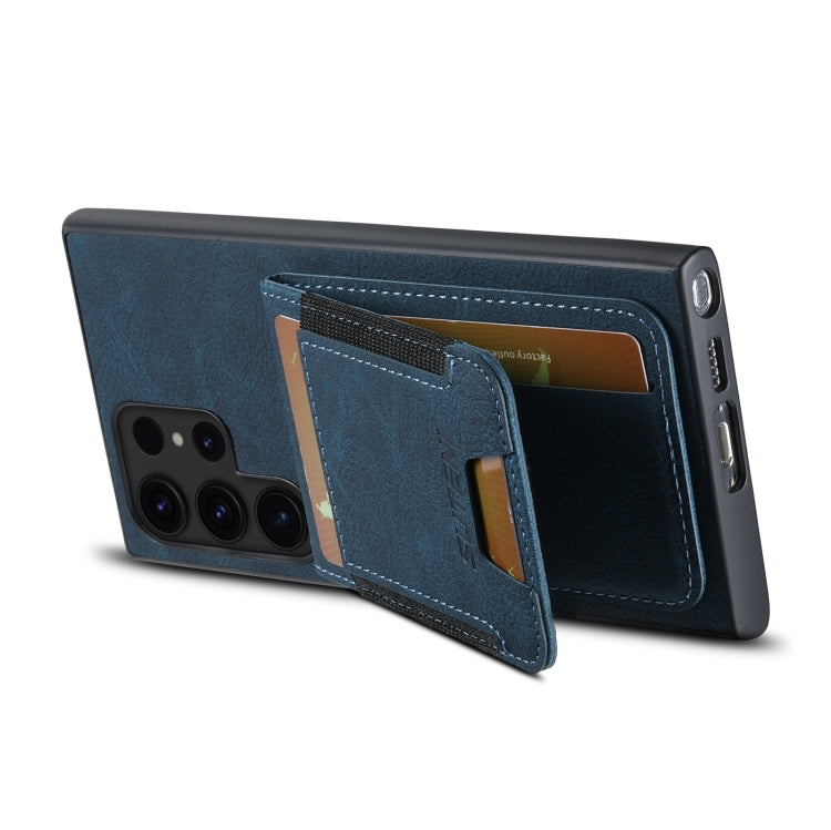 For Samsuny Galaxy S24 Ultrra 5G Suteni H03 Litchi Leather Card Bag Stand Back Phone Case(Blue) - HoMEdemic™ 